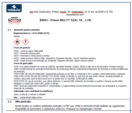 Primer MULTY SEAL S4, 2K, ud pe ud, fara slefuire 3.78L, Roberlo, gri